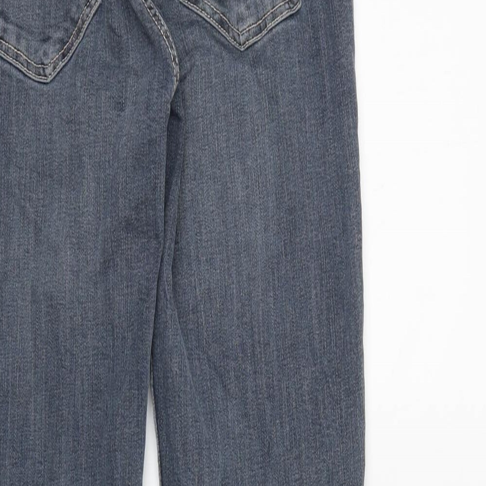 Zara Womens Blue Cotton Straight Jeans Size 8 L28 in Slim Zip
