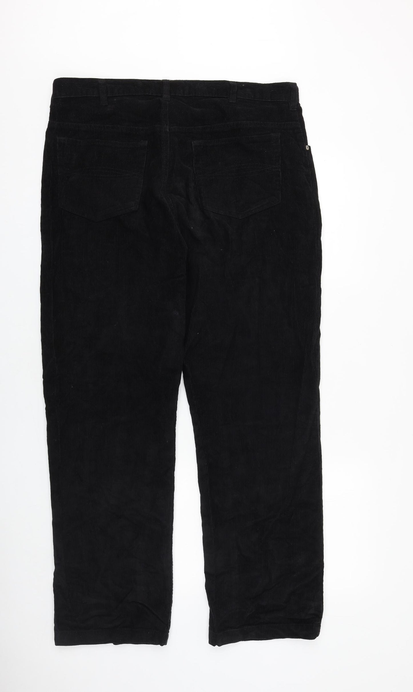 Matalan Mens Black Cotton Trousers Size 36 in L30 in Regular Zip