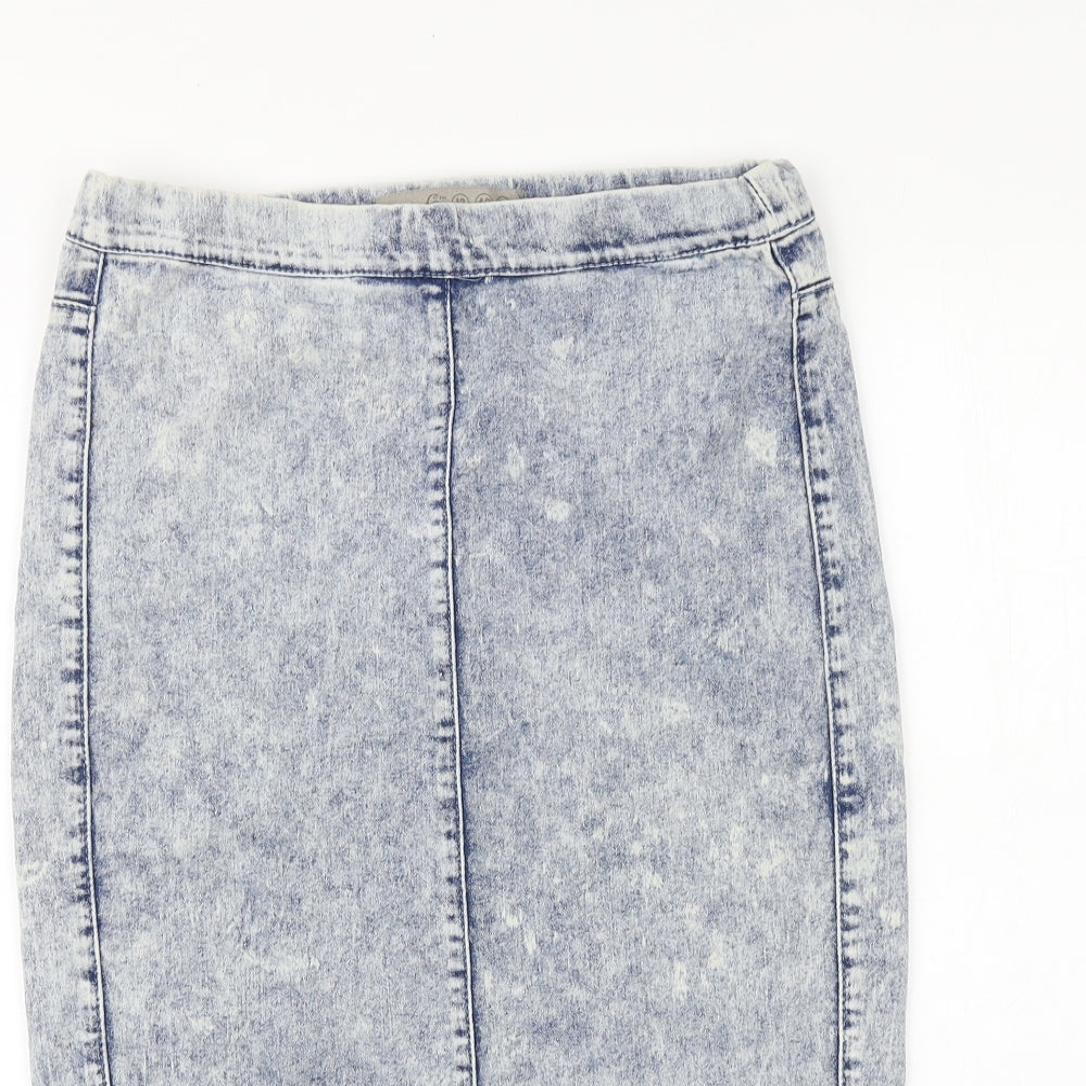 Denim & Co. Womens Blue Cotton Straight & Pencil Skirt Size 12