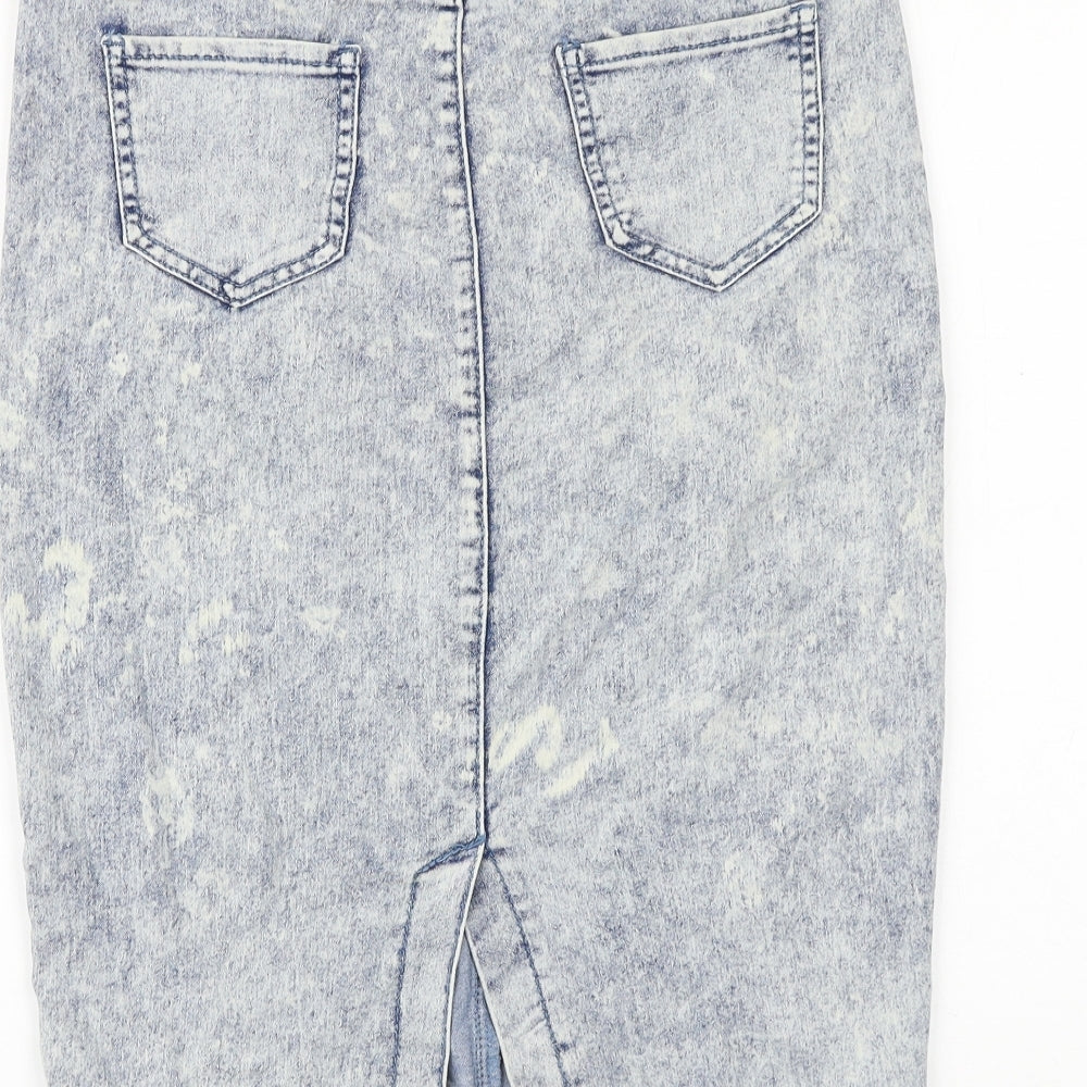 Denim & Co. Womens Blue Cotton Straight & Pencil Skirt Size 12