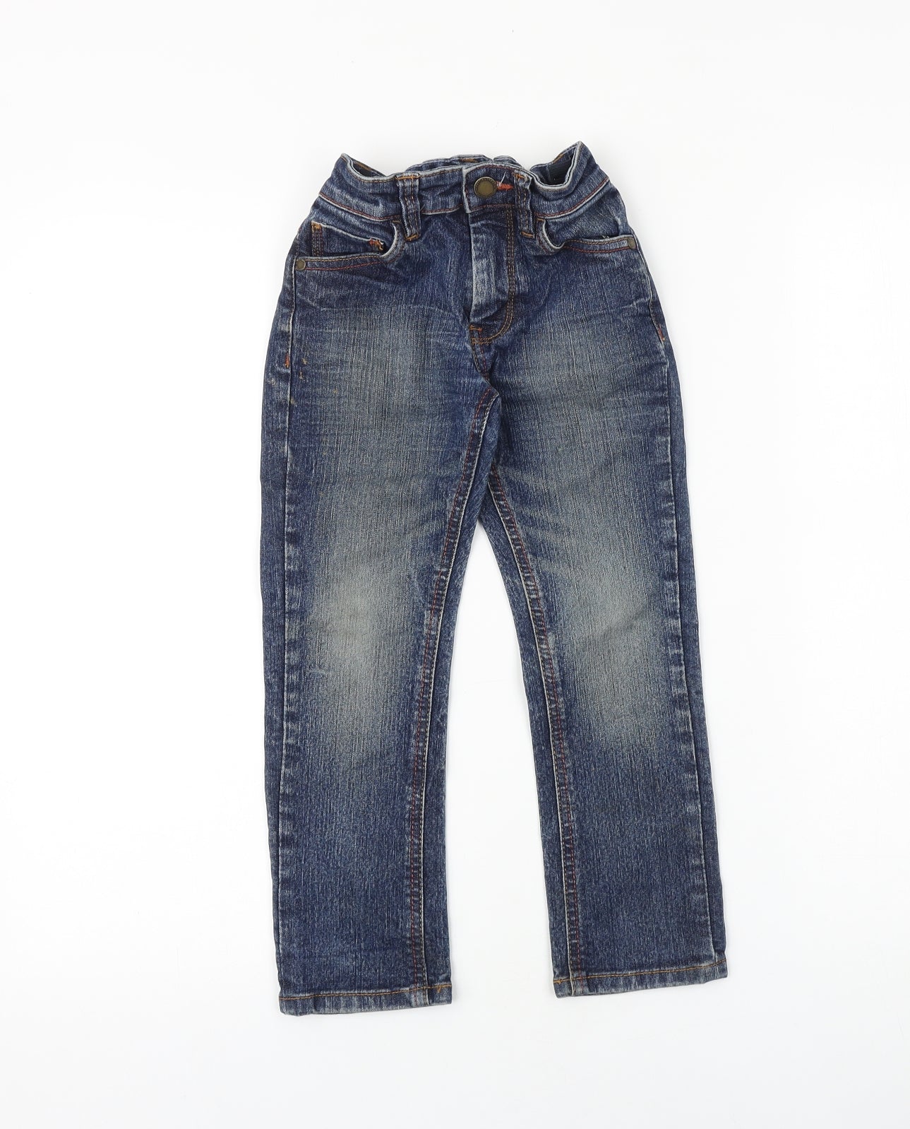 NEXT Boys Blue 100% Cotton Straight Jeans Size 4 Years Regular Snap