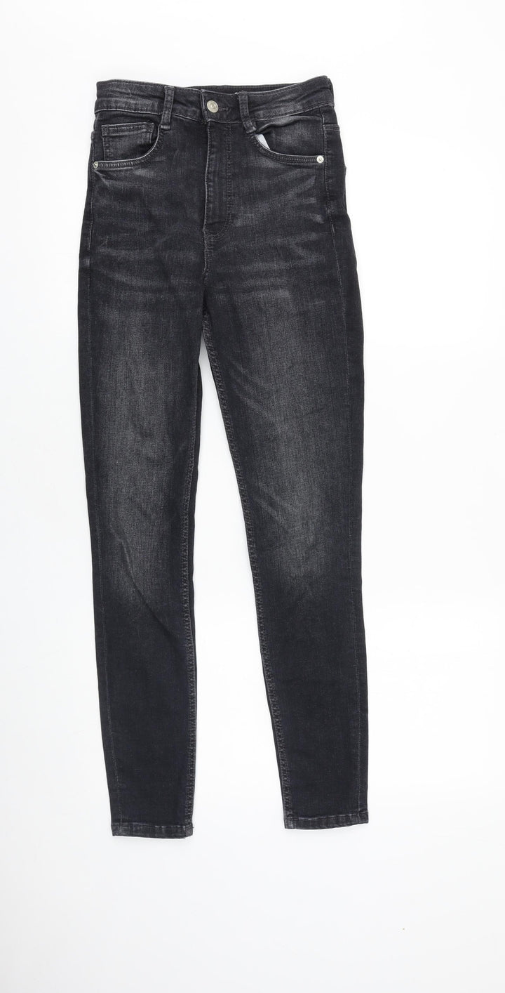 Zara Womens Black Cotton Skinny Jeans Size 26 in L29 in Slim Zip
