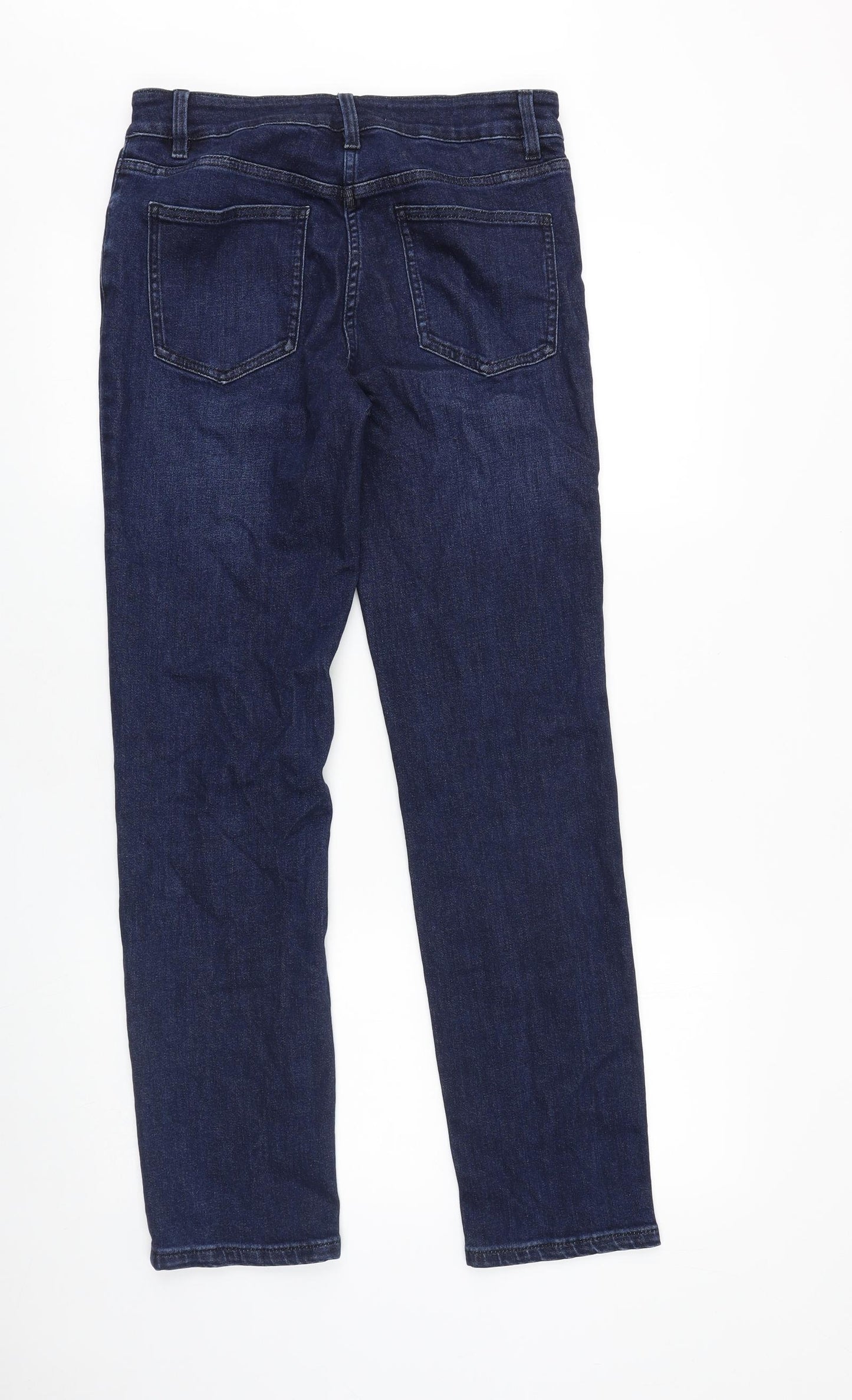 NEXT Womens Blue Cotton Blend Straight Jeans Size 10 L30 in Regular Zip