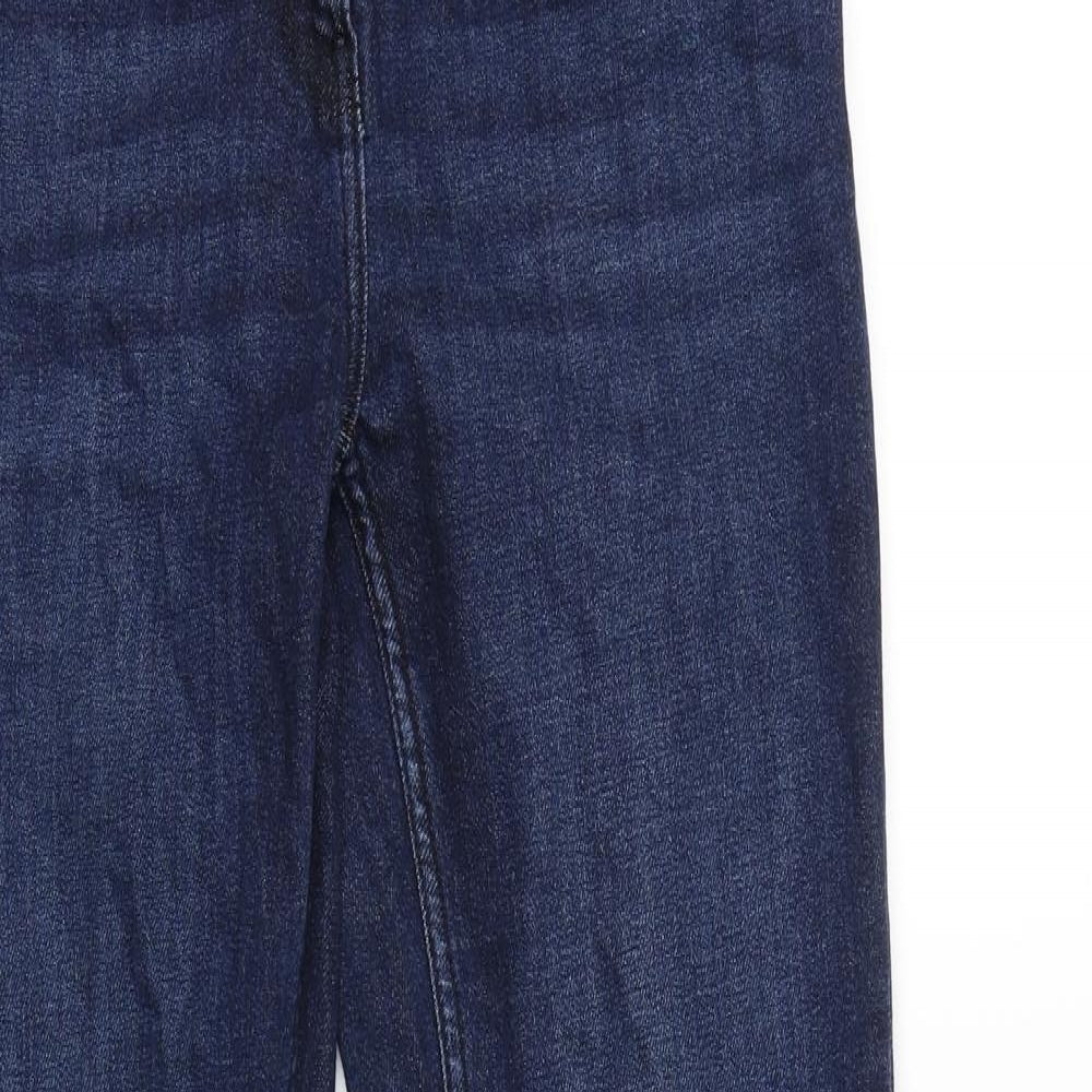 NEXT Womens Blue Cotton Blend Straight Jeans Size 10 L30 in Regular Zip