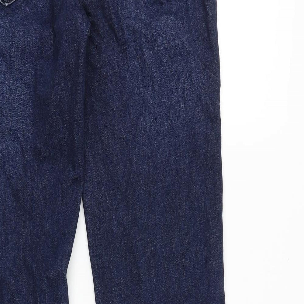 NEXT Womens Blue Cotton Blend Straight Jeans Size 10 L30 in Regular Zip