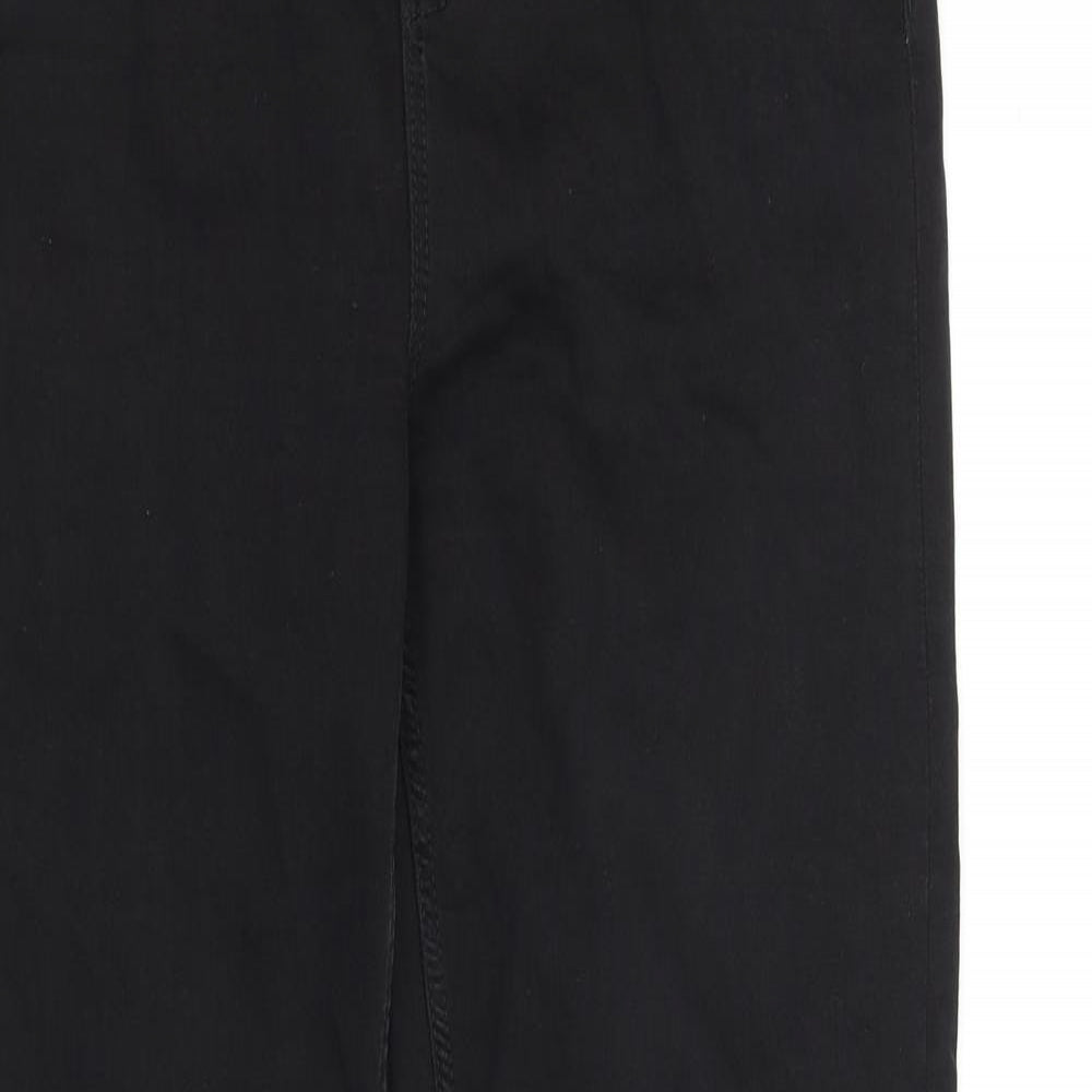 Marks and Spencer Womens Black Cotton Straight Jeans Size 14 L30 in Regular Zip