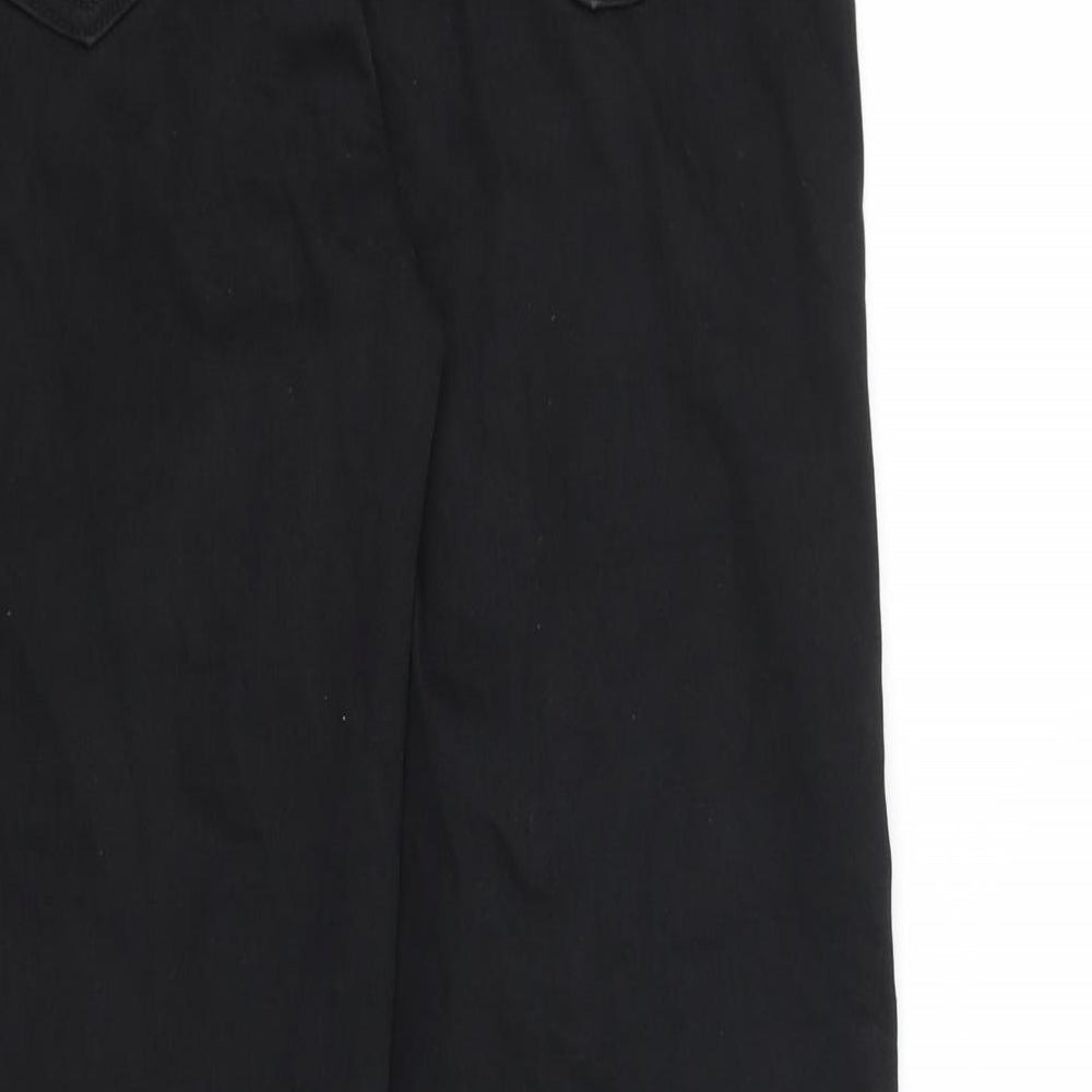 Marks and Spencer Womens Black Cotton Straight Jeans Size 14 L30 in Regular Zip