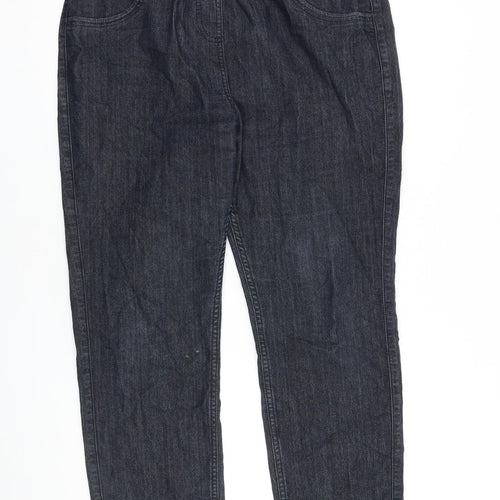 George Womens Black Cotton Cropped Jeans Size 16 L25 in Regular