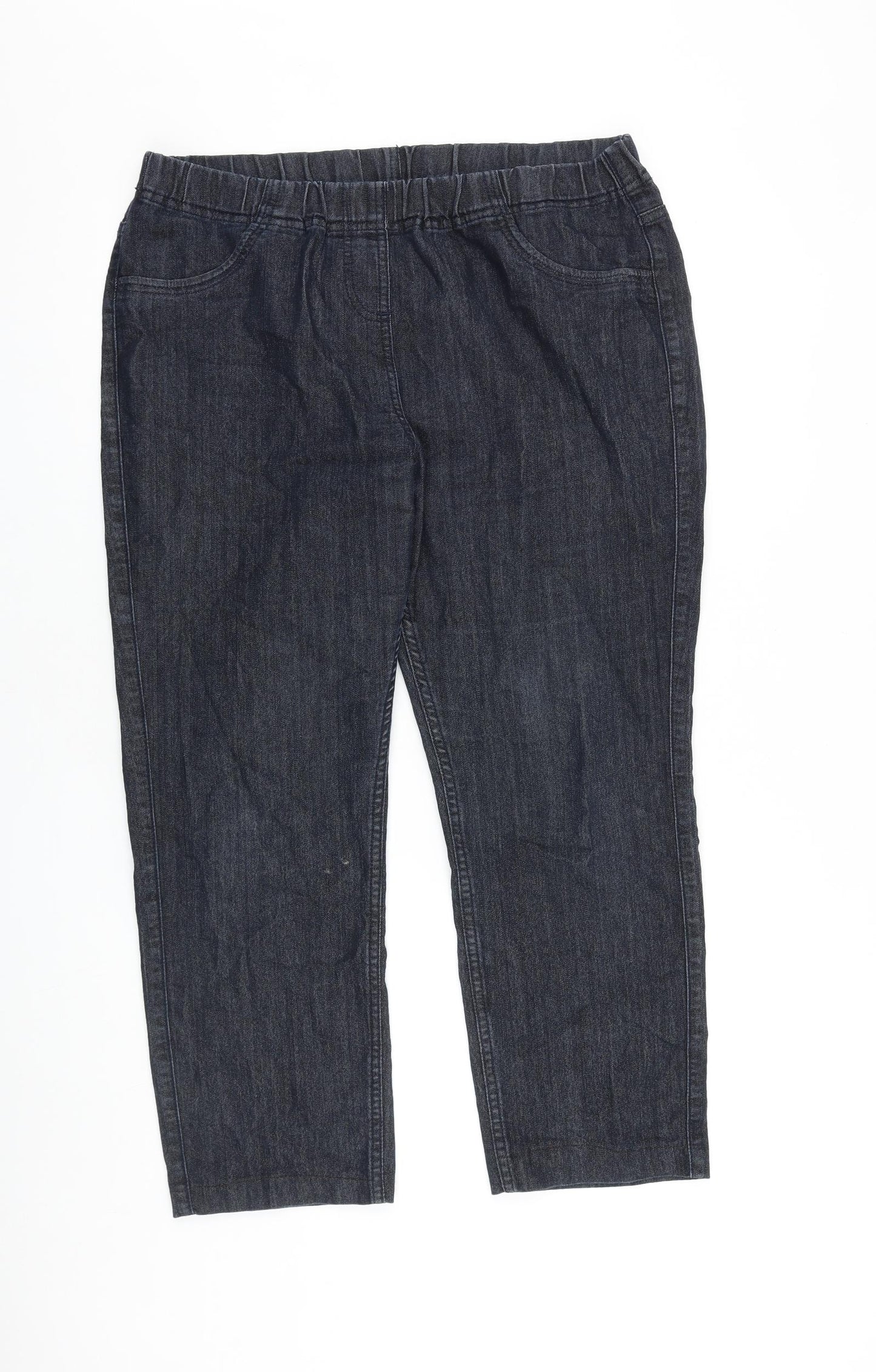 George Womens Black Cotton Cropped Jeans Size 16 L25 in Regular