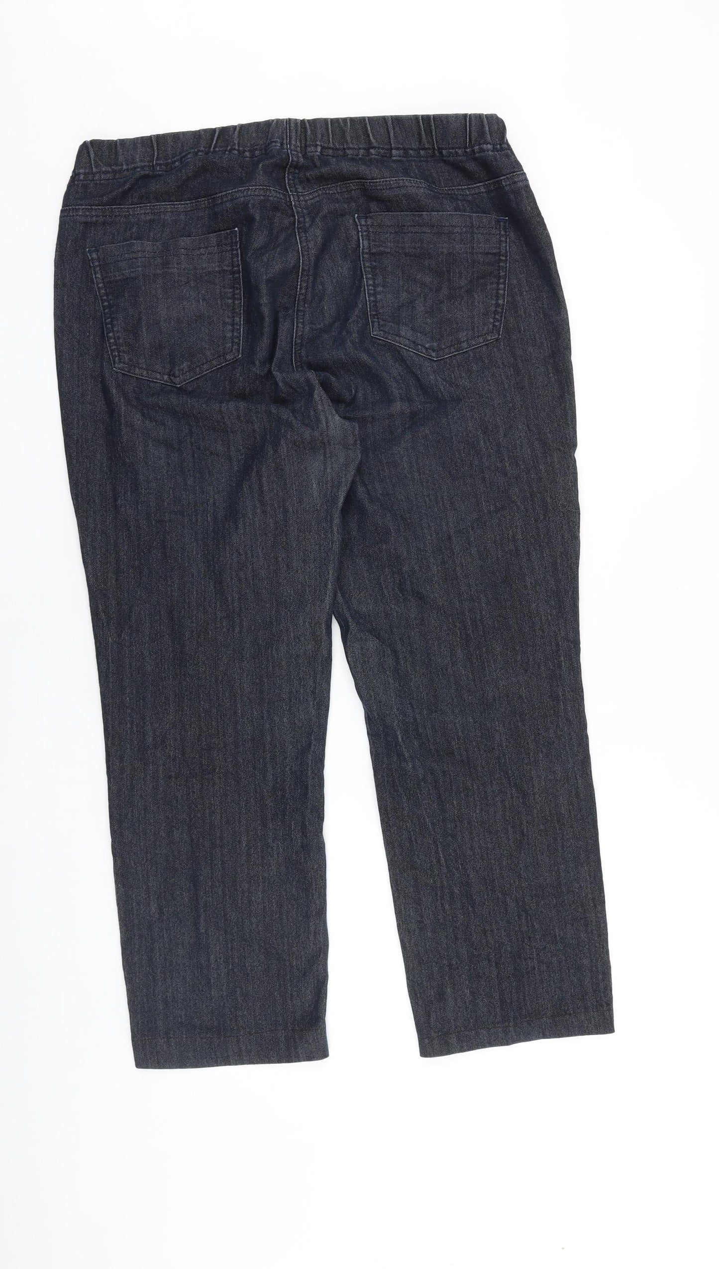 George Womens Black Cotton Cropped Jeans Size 16 L25 in Regular
