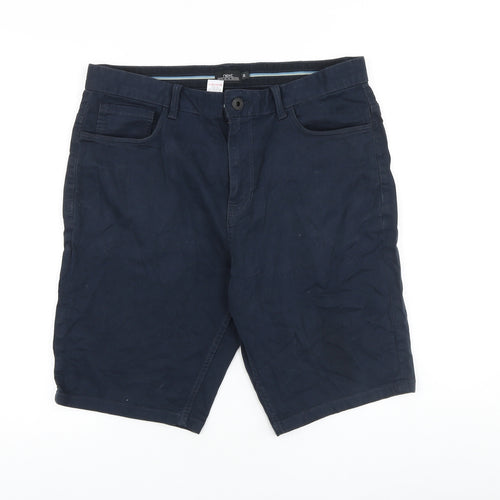 NEXT Mens Blue Cotton Chino Shorts Size 32 in L11 in Regular Zip