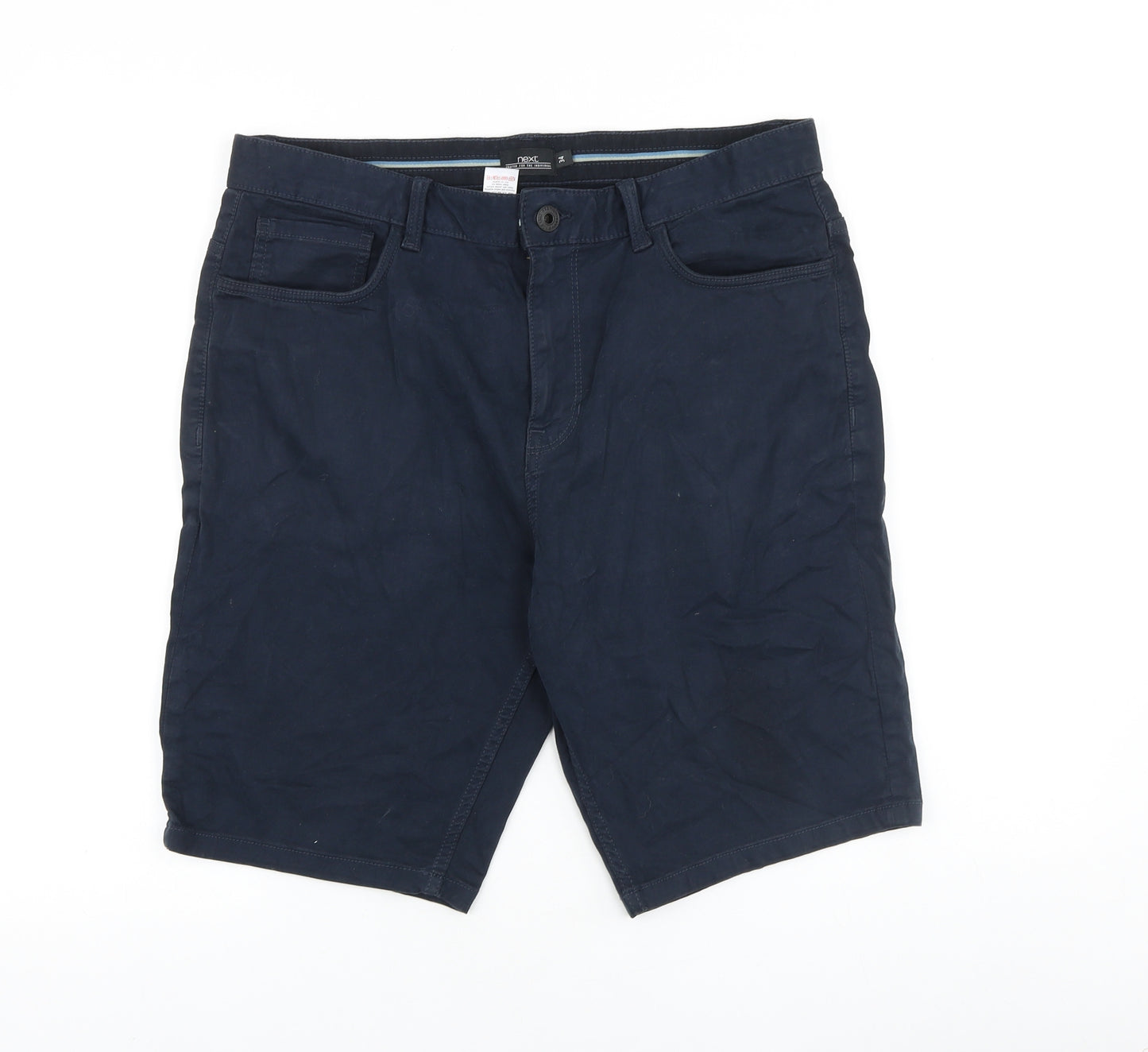 NEXT Mens Blue Cotton Chino Shorts Size 32 in L11 in Regular Zip