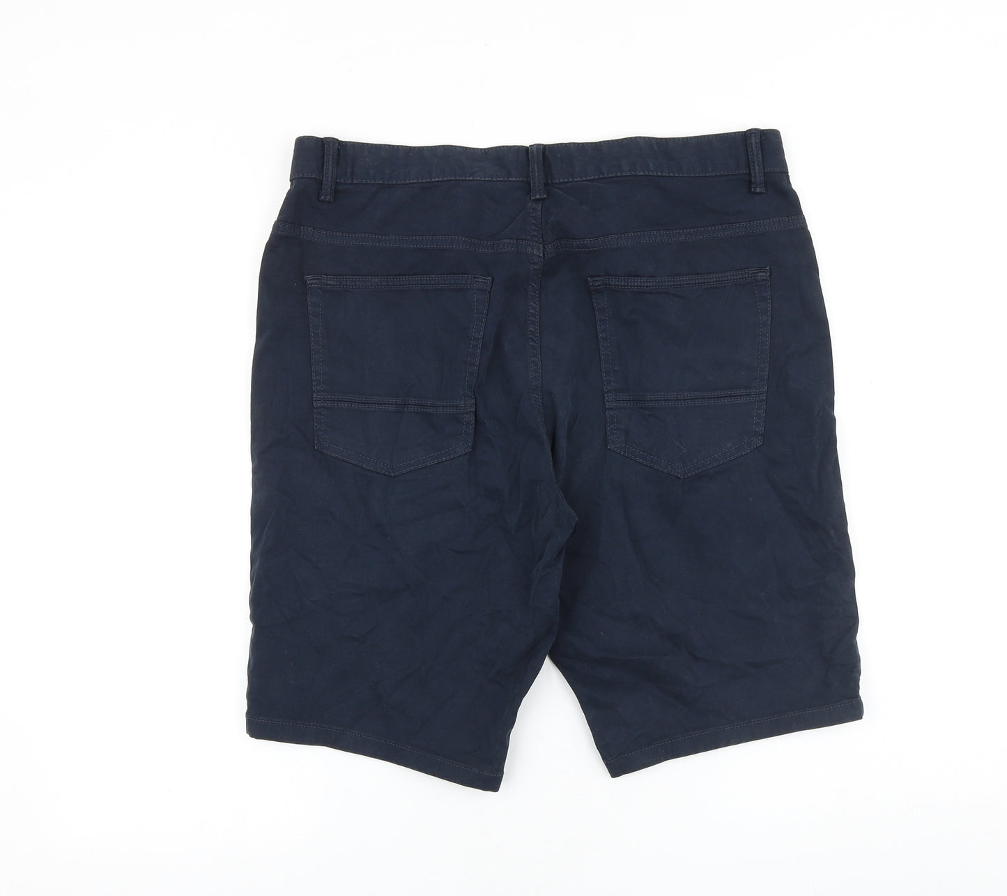 NEXT Mens Blue Cotton Chino Shorts Size 32 in L11 in Regular Zip