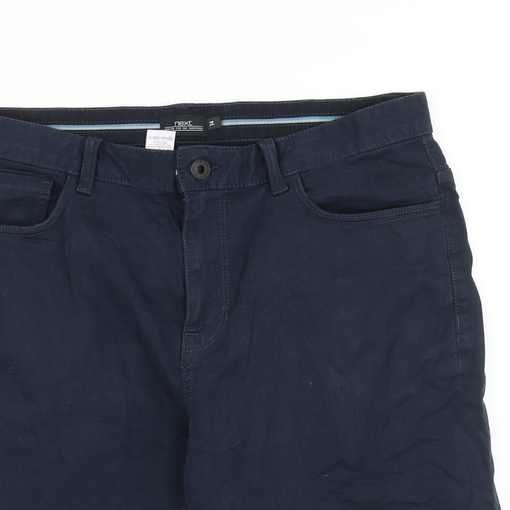 NEXT Mens Blue Cotton Chino Shorts Size 32 in L11 in Regular Zip