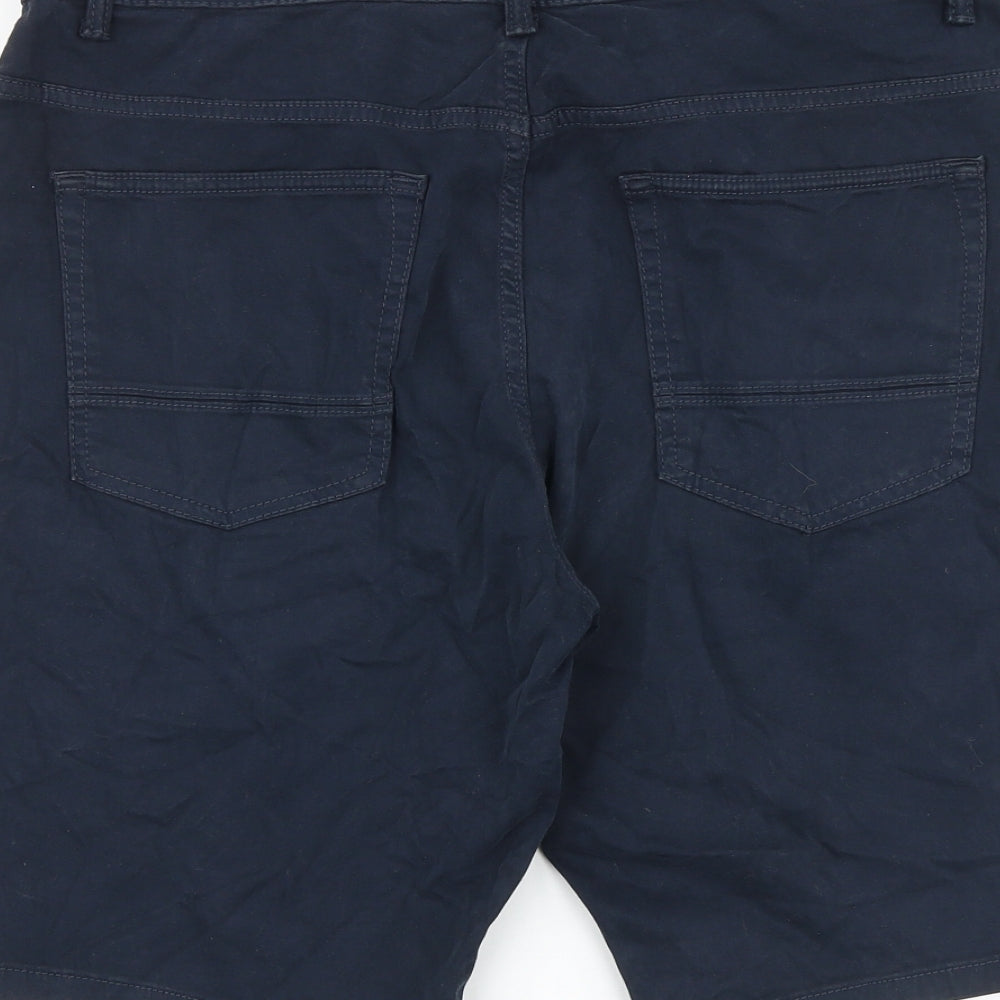 NEXT Mens Blue Cotton Chino Shorts Size 32 in L11 in Regular Zip
