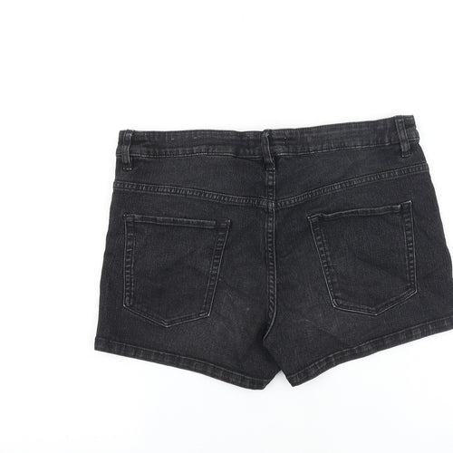 H&M Womens Black 100% Cotton Mom Shorts Size 10 Regular Zip