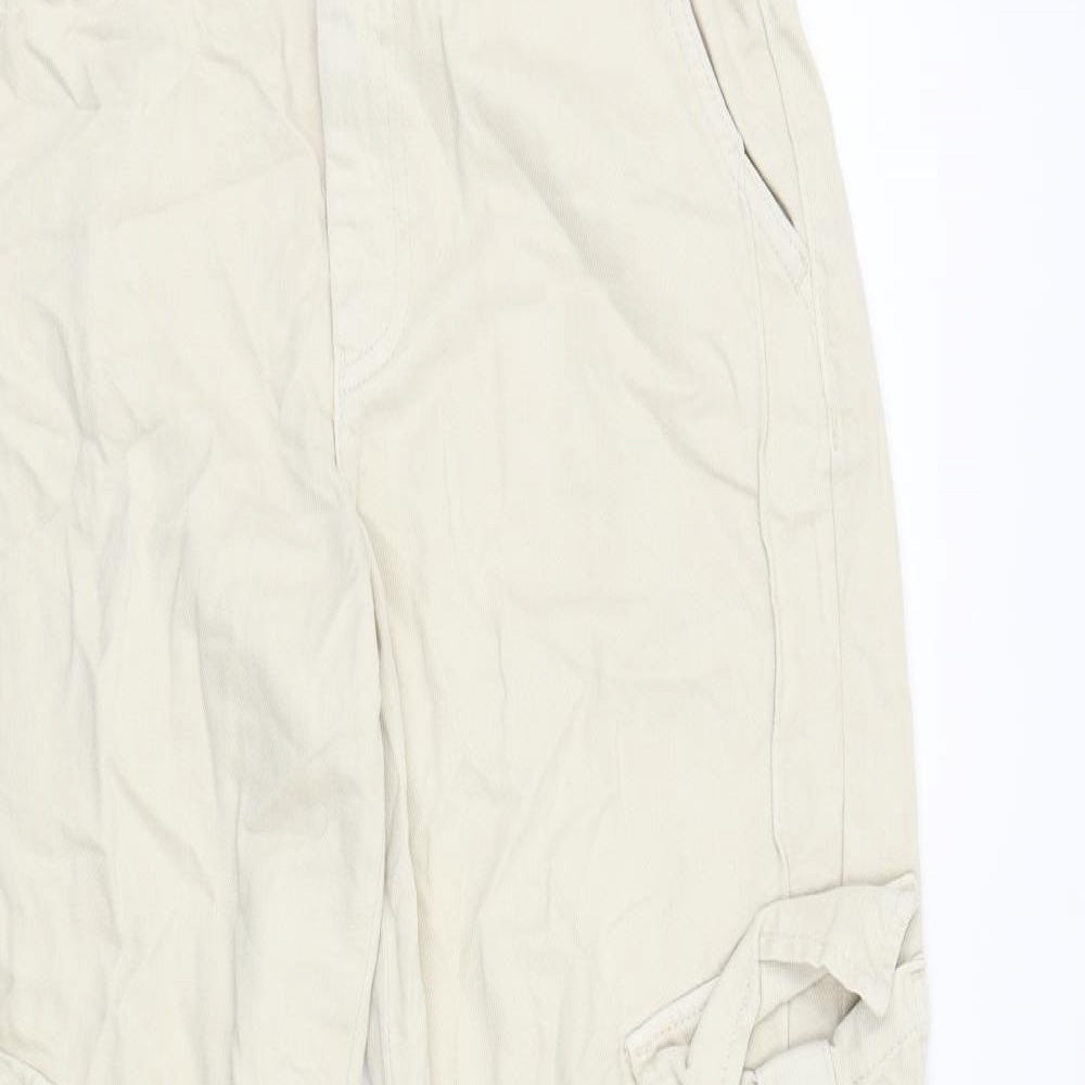 Stradivarius Womens Beige Cotton Cargo Trousers Size 8 L32 in Regular Zip