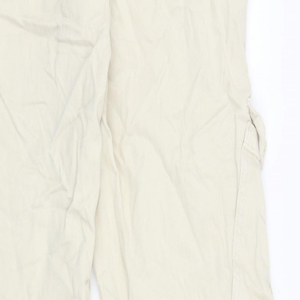 Stradivarius Womens Beige Cotton Cargo Trousers Size 8 L32 in Regular Zip
