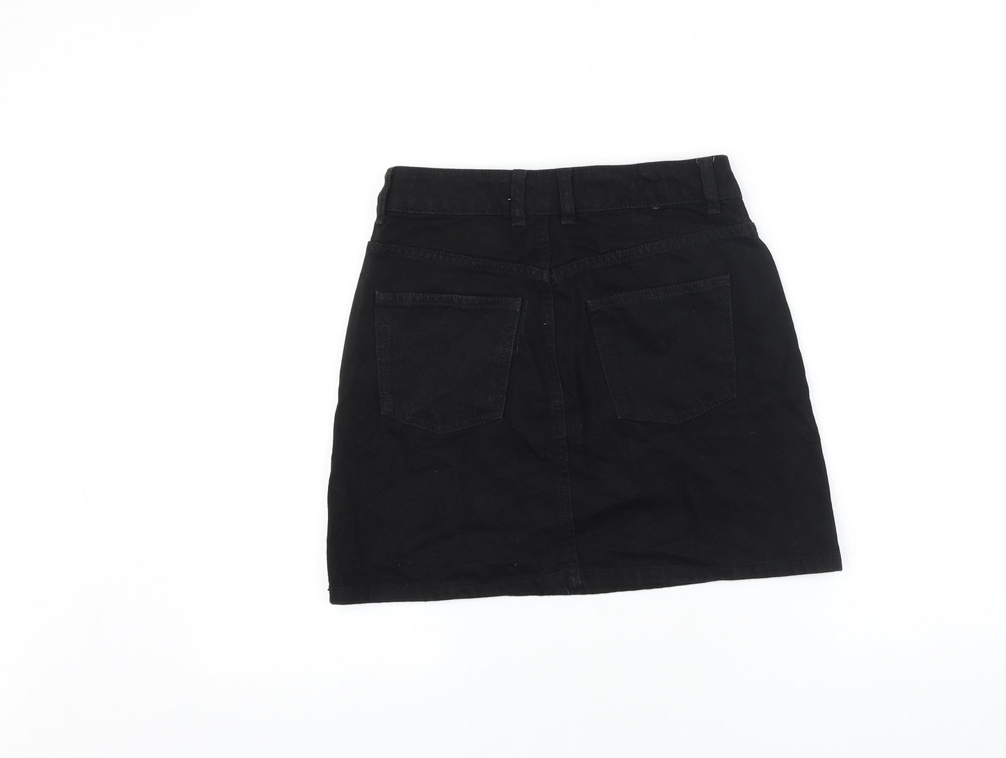 Topshop Womens Black Cotton Straight & Pencil Skirt Size 6 Button