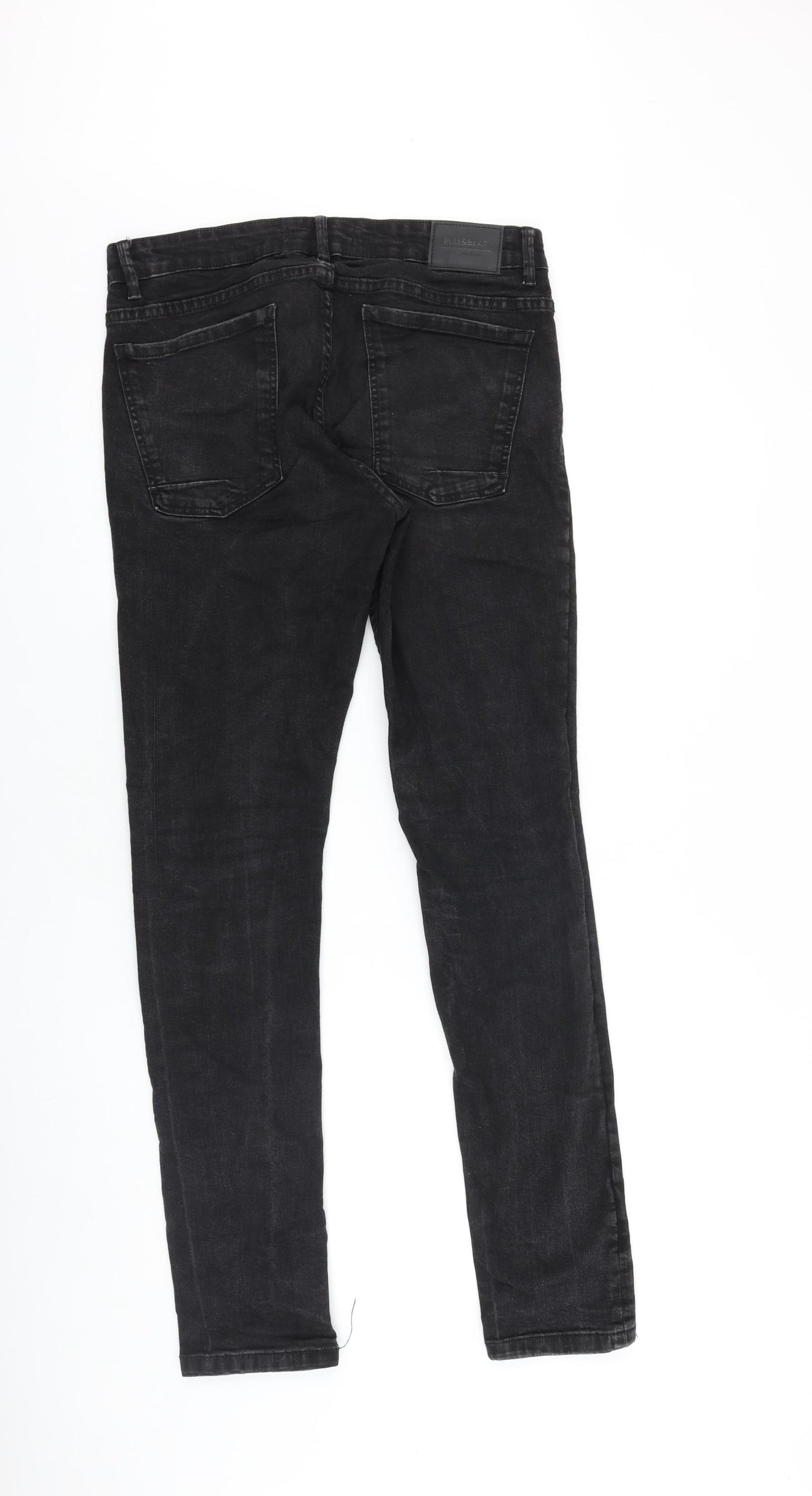 Pull&Bear Womens Black Cotton Skinny Jeans Size 14 L32 in Regular Zip