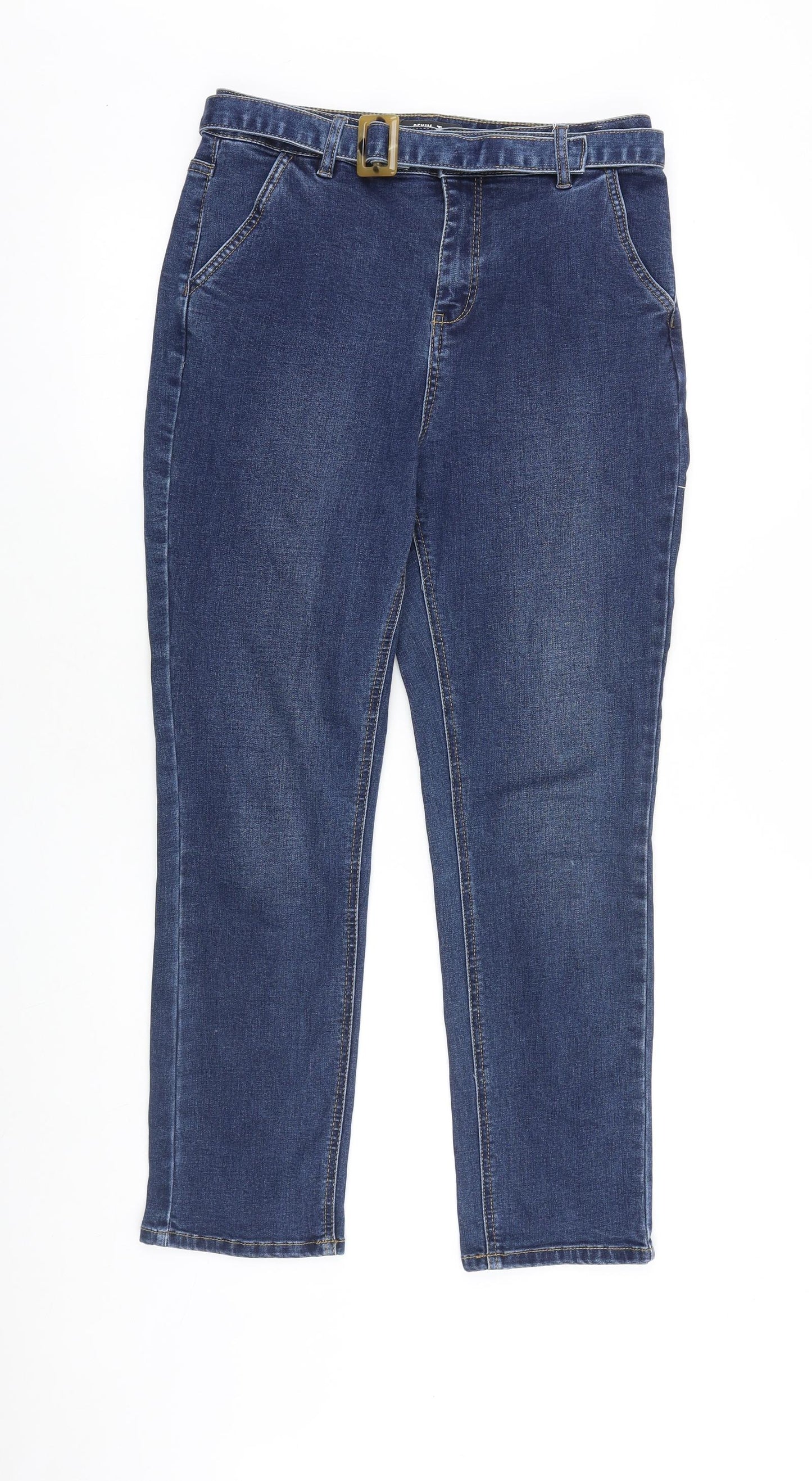 TU Womens Blue Cotton Skinny Jeans Size 12 L26 in Regular Buckle