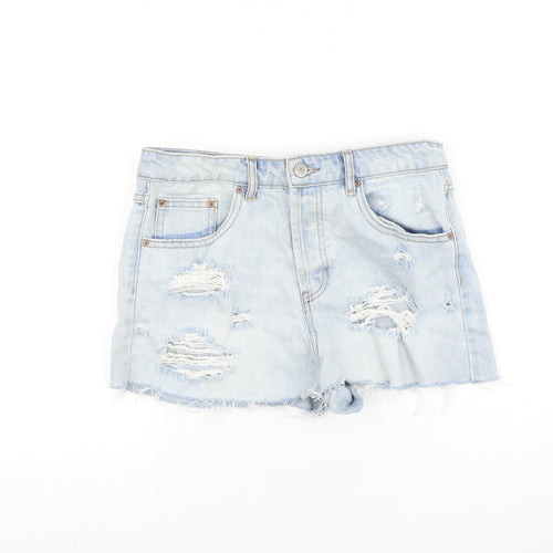 FOREVER 21 Womens Blue 100% Cotton Cut-Off Shorts Size 27 in Regular Zip - Distressed
