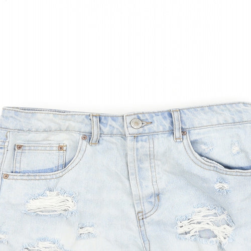 FOREVER 21 Womens Blue 100% Cotton Cut-Off Shorts Size 27 in Regular Zip - Distressed