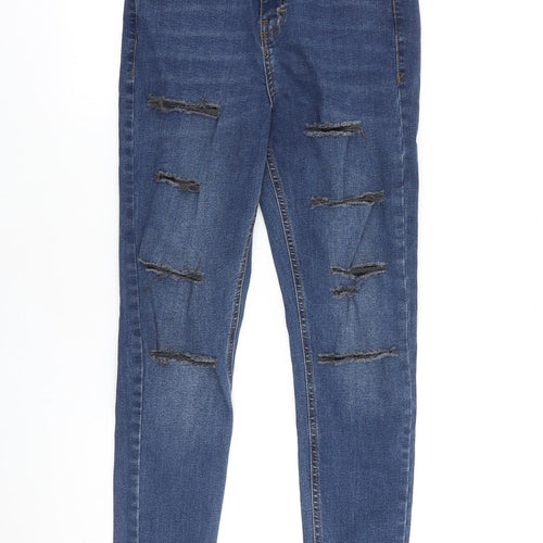 Topshop Womens Blue Cotton Skinny Jeans Size 28 in L30 in Slim Zip