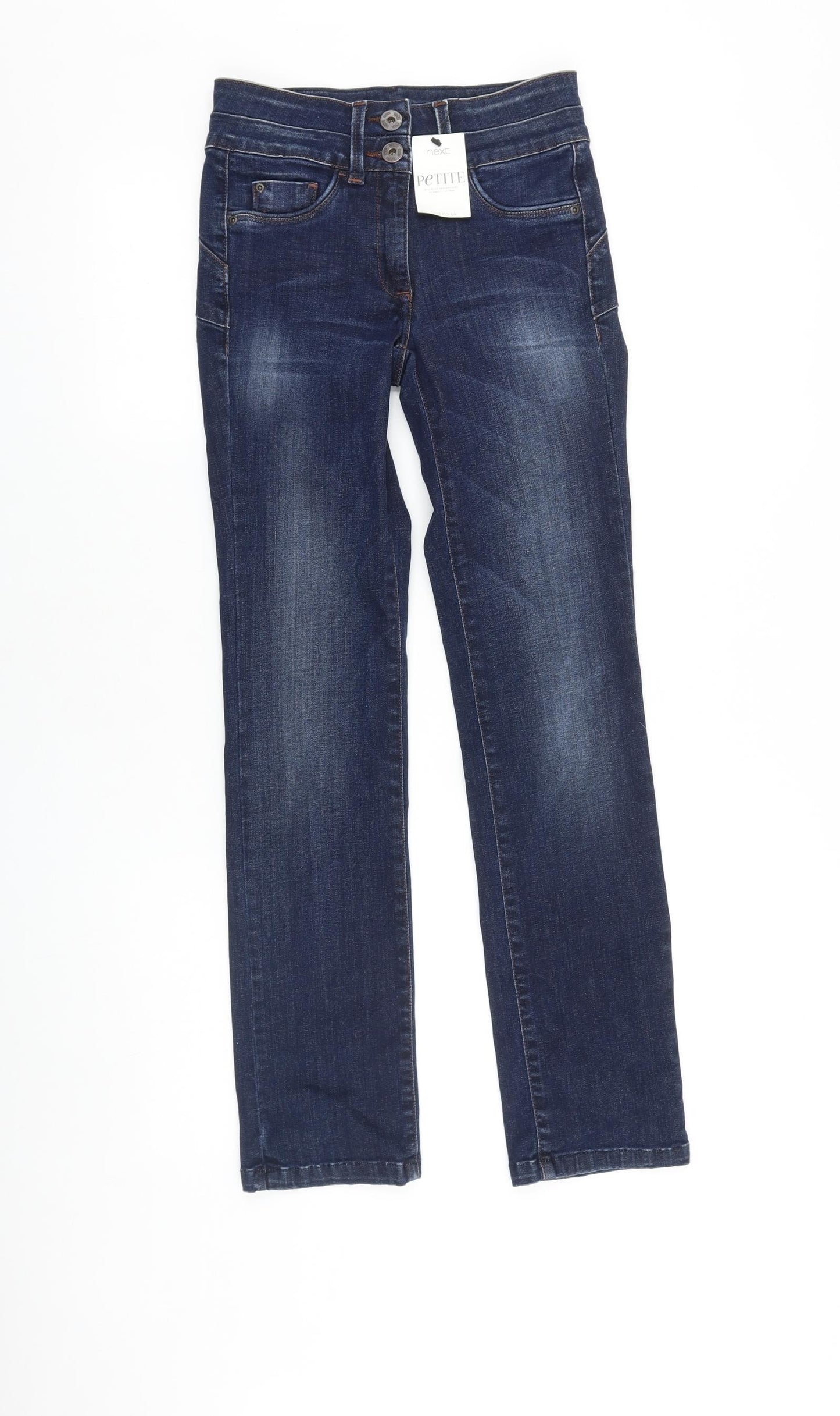 NEXT Womens Blue Cotton Straight Jeans Size 6 L29 in Slim Button