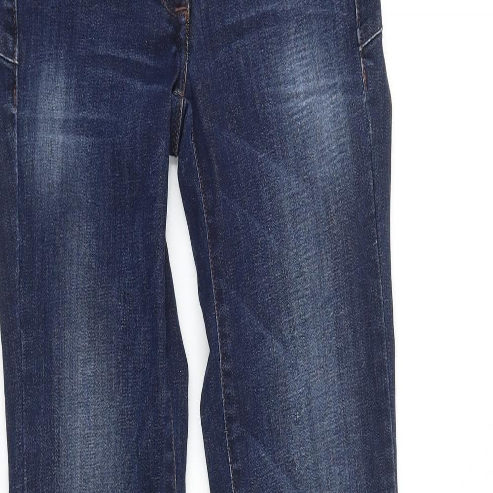 NEXT Womens Blue Cotton Straight Jeans Size 6 L29 in Slim Button