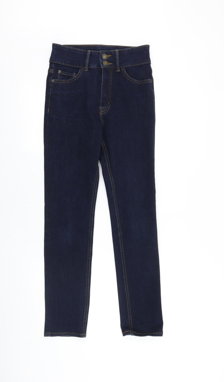 Marks and Spencer Womens Blue Cotton Skinny Jeans Size 8 L28 in Regular Zip