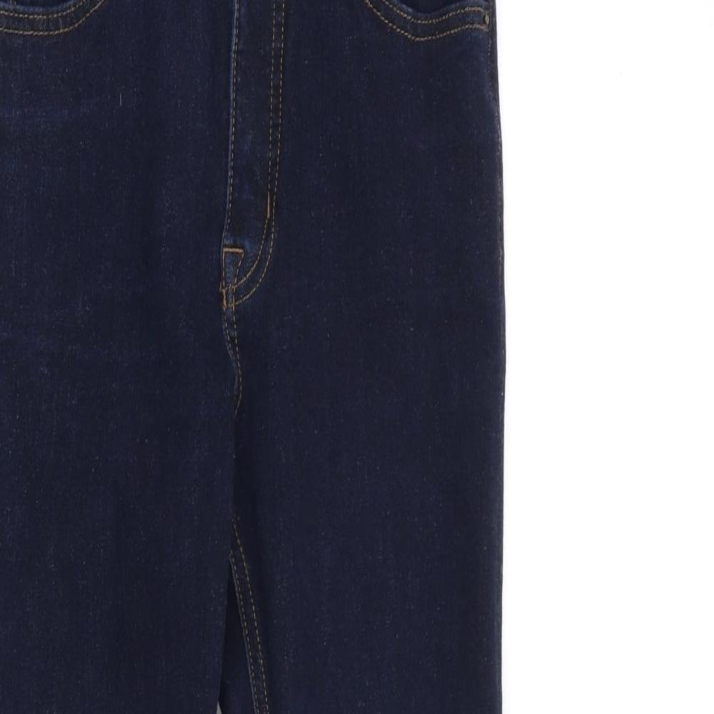 Marks and Spencer Womens Blue Cotton Skinny Jeans Size 8 L28 in Regular Zip