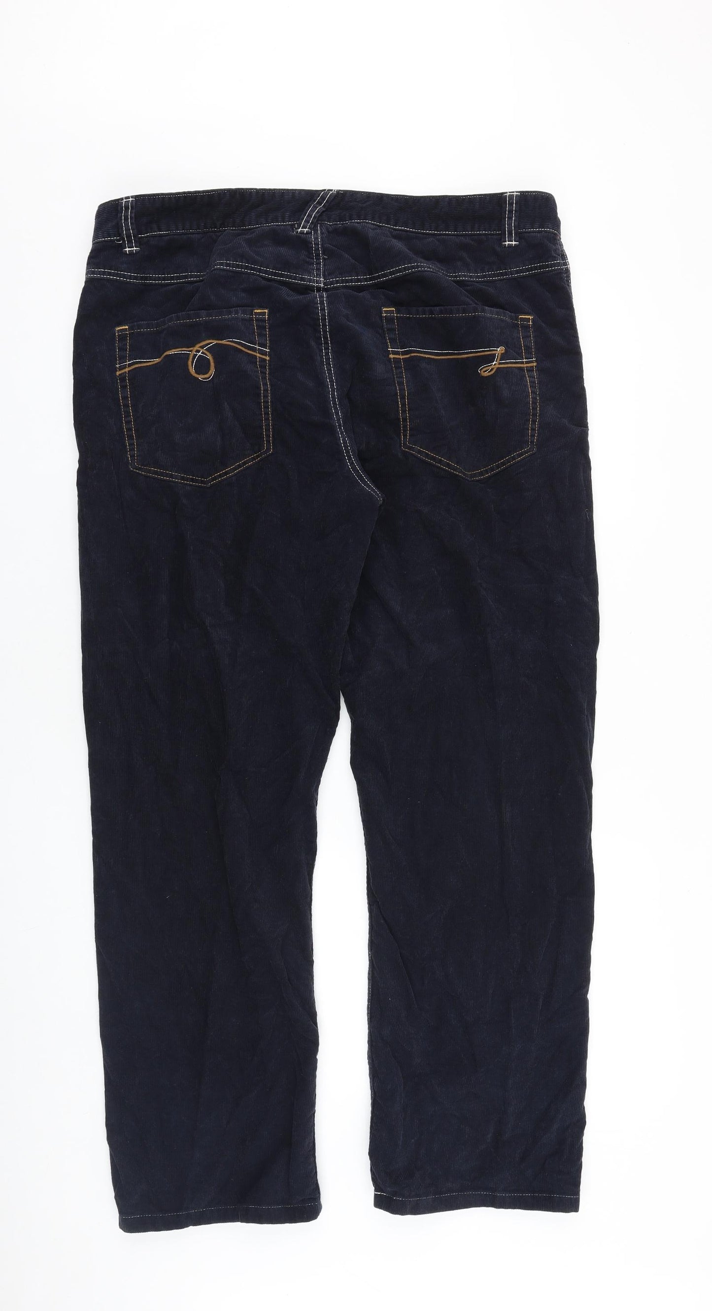 Joules Mens Black Cotton Trousers Size 38 in L31 in Regular Button