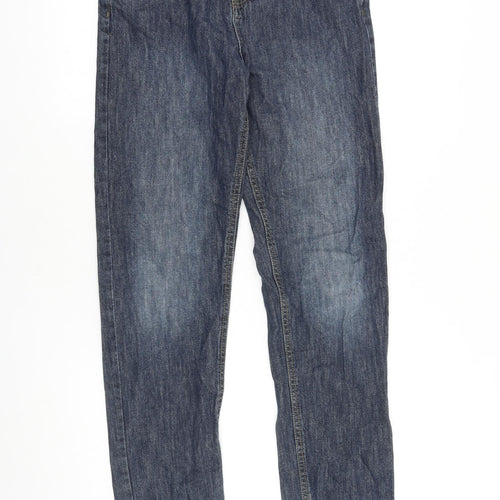 Denim & Co. Boys Blue 100% Cotton Straight Jeans Size 12-13 Years Regular Zip