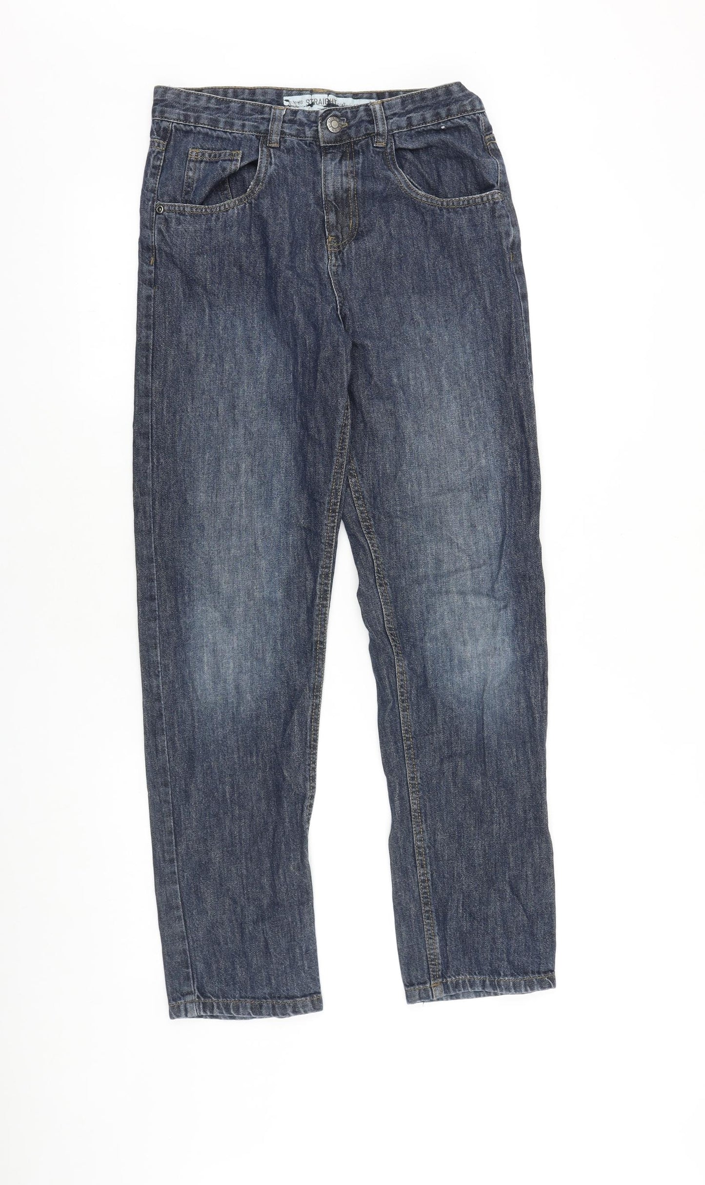 Denim & Co. Boys Blue 100% Cotton Straight Jeans Size 12-13 Years Regular Zip