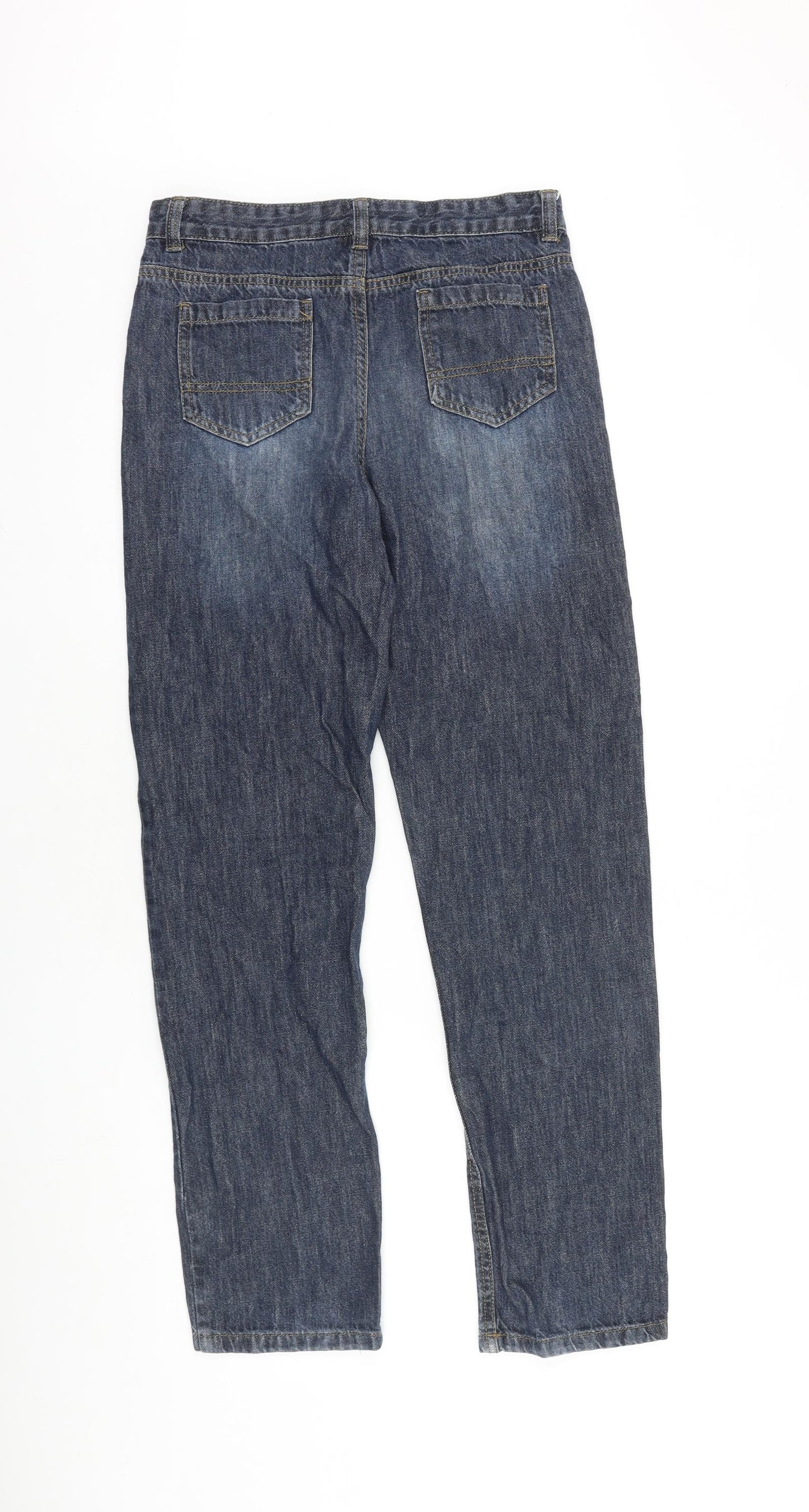Denim & Co. Boys Blue 100% Cotton Straight Jeans Size 12-13 Years Regular Zip