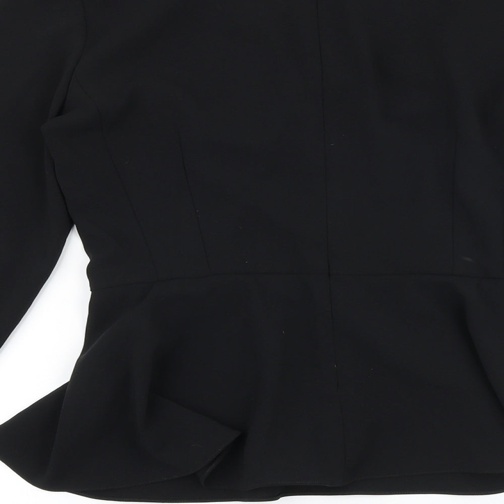 DAI Womens Black Polyester Basic Blouse Size 10 V-Neck - Peplum