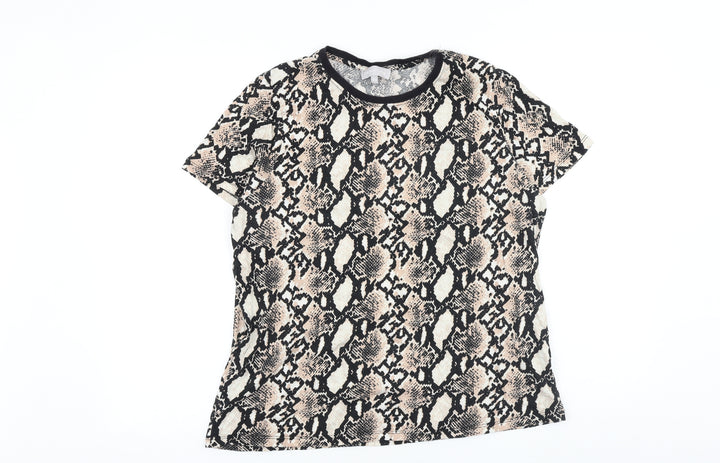Red Herring Womens Brown Geometric 100% Cotton Basic Blouse Size 20 Round Neck