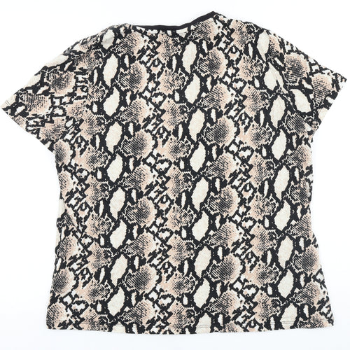 Red Herring Womens Brown Geometric 100% Cotton Basic Blouse Size 20 Round Neck