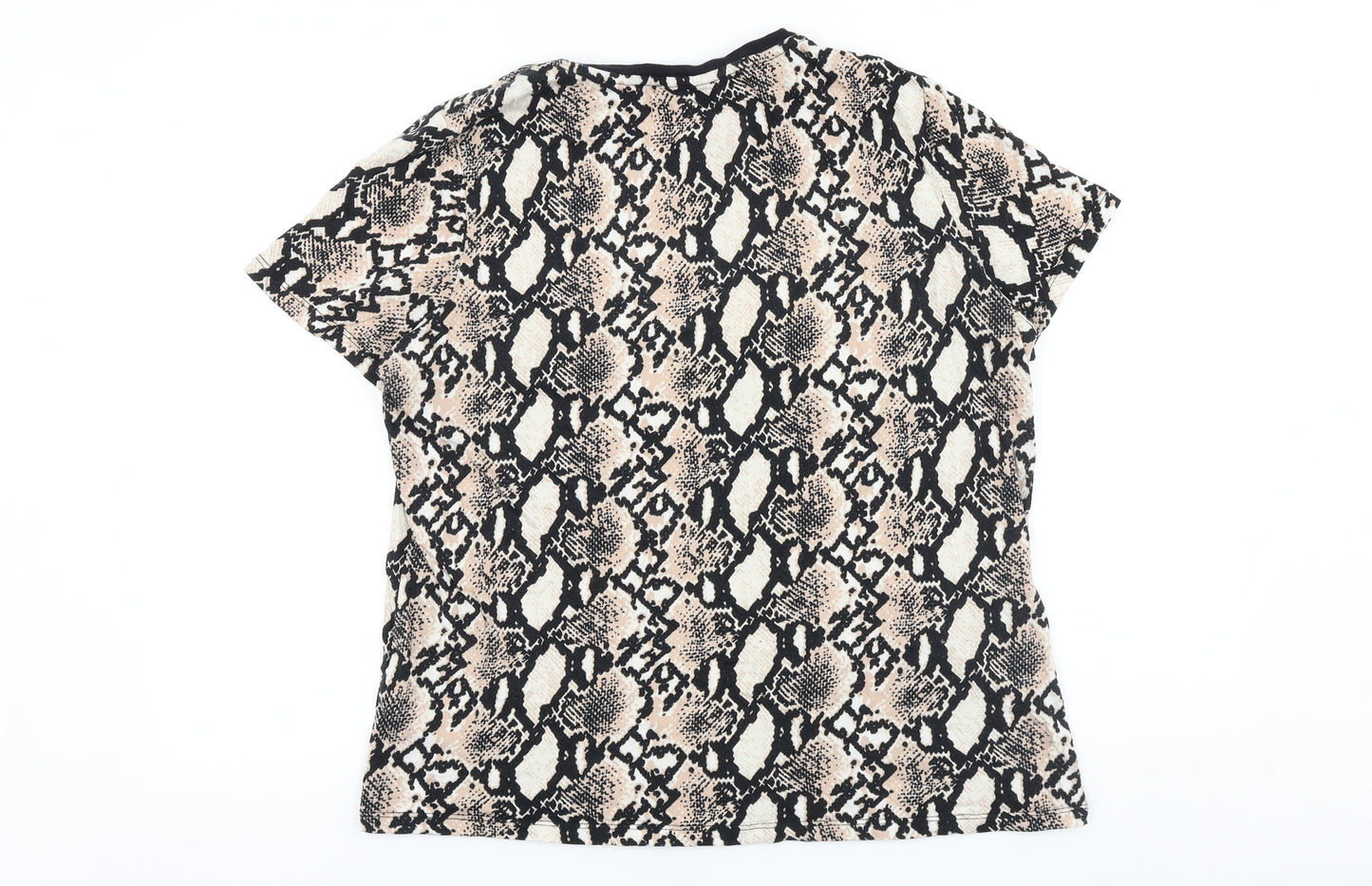 Red Herring Womens Brown Geometric 100% Cotton Basic Blouse Size 20 Round Neck