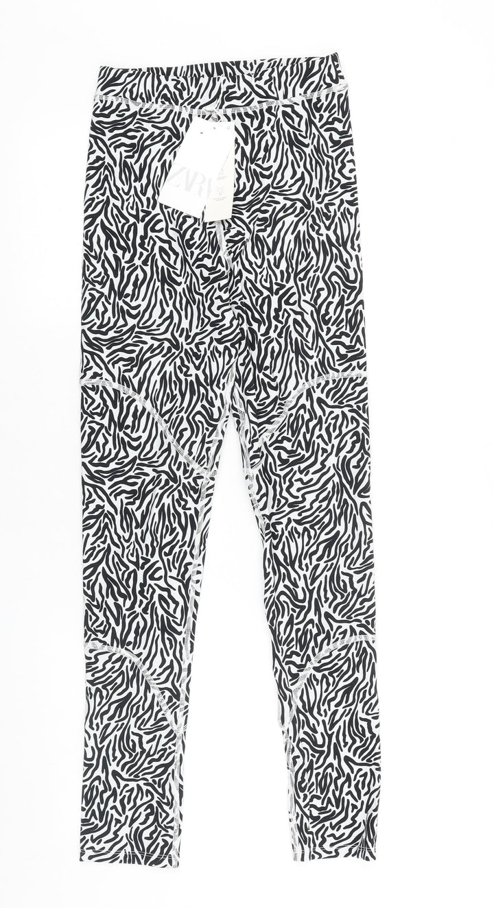 Zara Womens Black Animal Print Polyester Jogger Leggings Size S L27 in