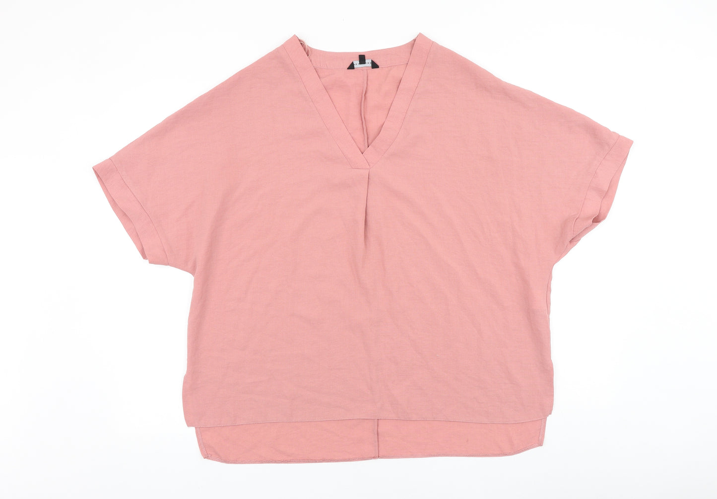 Peacocks Womens Pink Polyester Basic Blouse Size 14 V-Neck