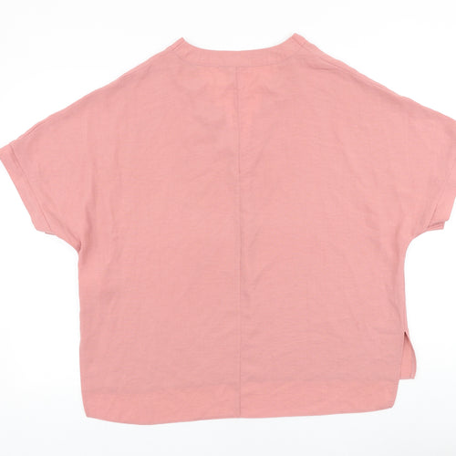 Peacocks Womens Pink Polyester Basic Blouse Size 14 V-Neck