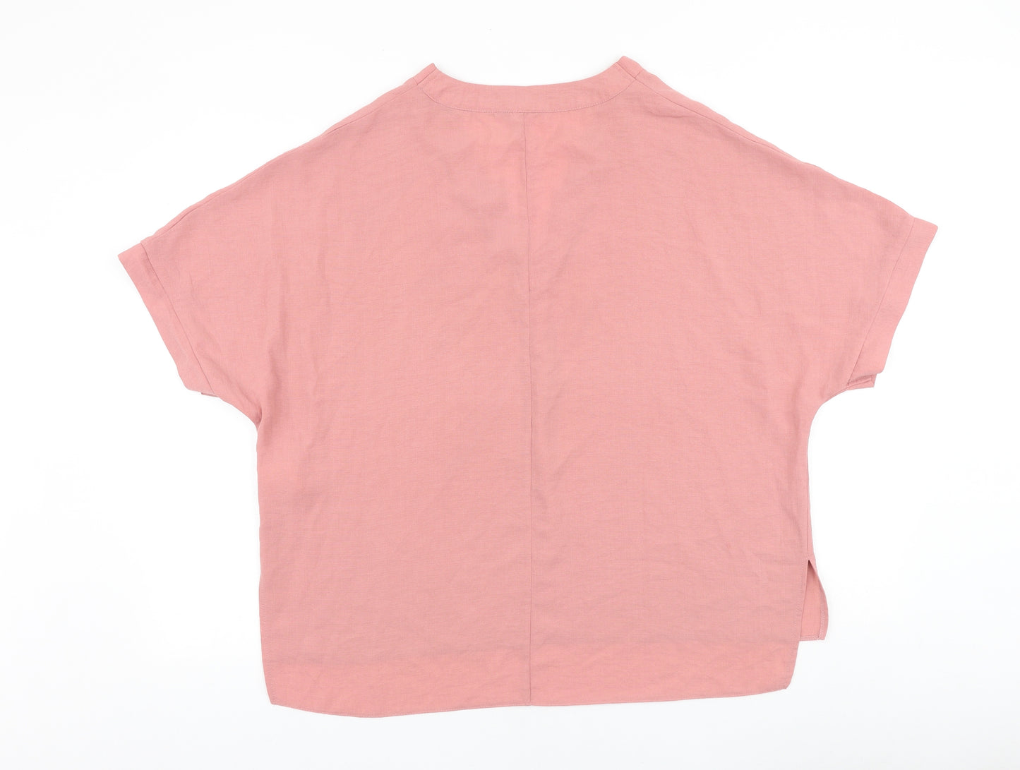 Peacocks Womens Pink Polyester Basic Blouse Size 14 V-Neck