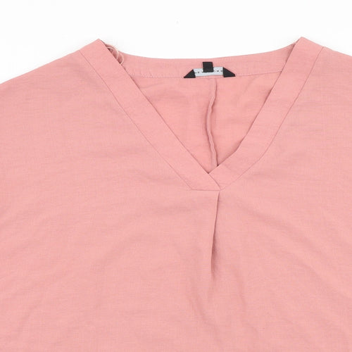 Peacocks Womens Pink Polyester Basic Blouse Size 14 V-Neck