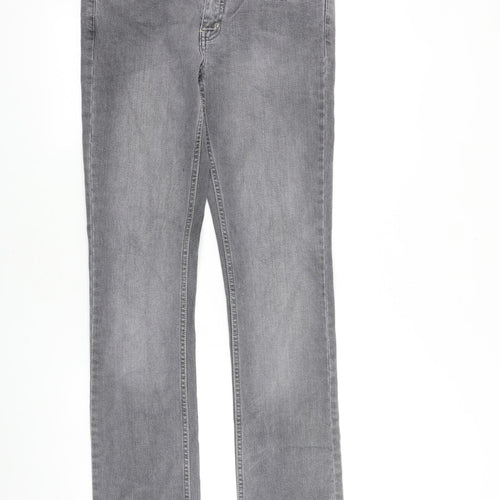 Oasis Womens Grey Cotton Straight Jeans Size 12 L34 in Regular Zip
