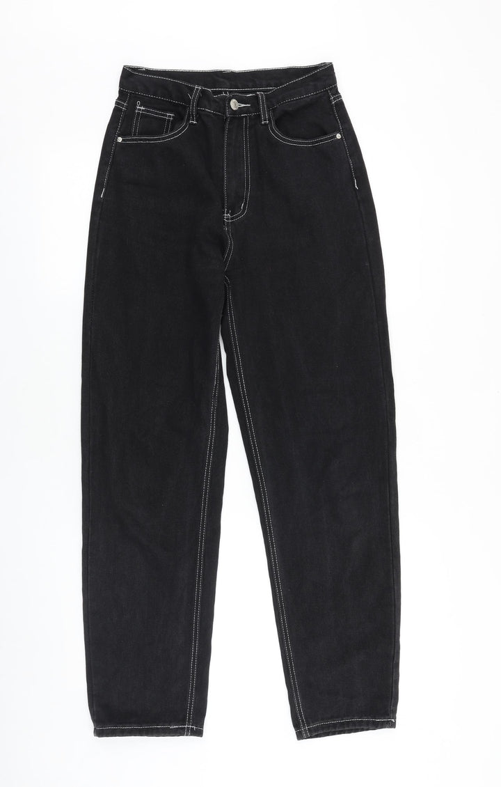 Preworn Womens Black Cotton Skinny Jeans Size 26 in L30 in Regular Zip - Contrast Stitching