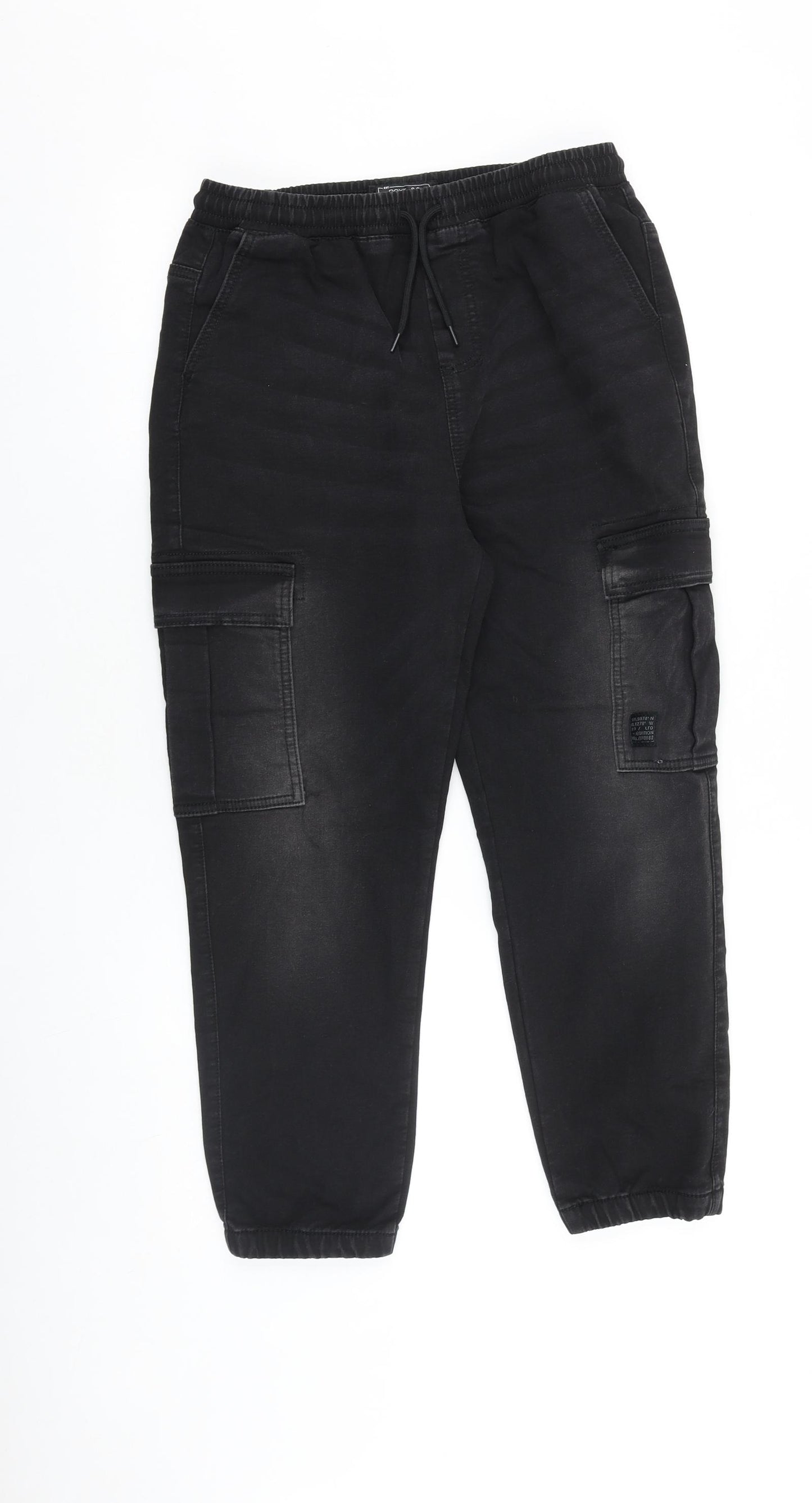 NEXT Boys Black 100% Cotton Tapered Jeans Size 11 Years Regular Drawstring