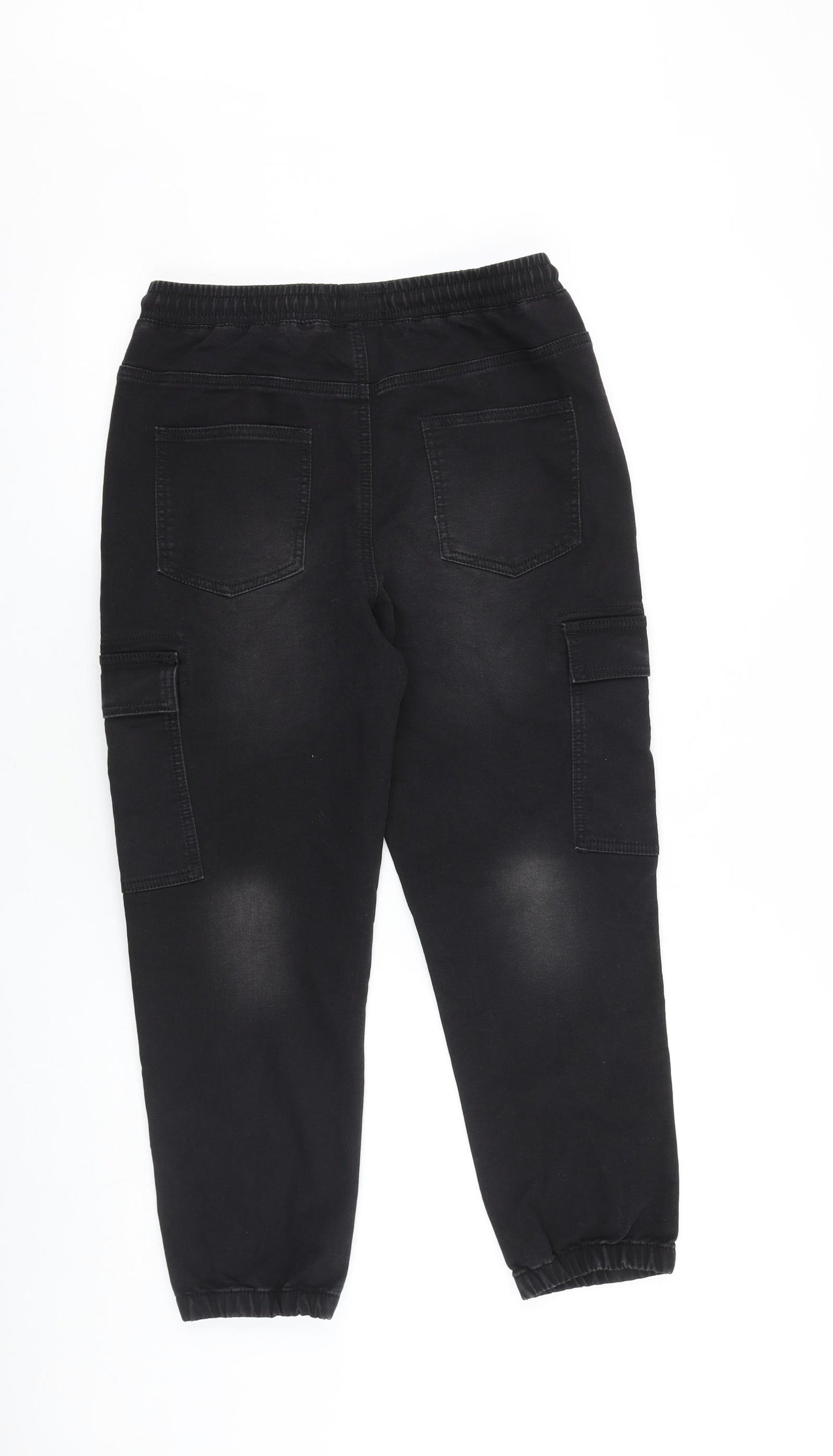 NEXT Boys Black 100% Cotton Tapered Jeans Size 11 Years Regular Drawstring