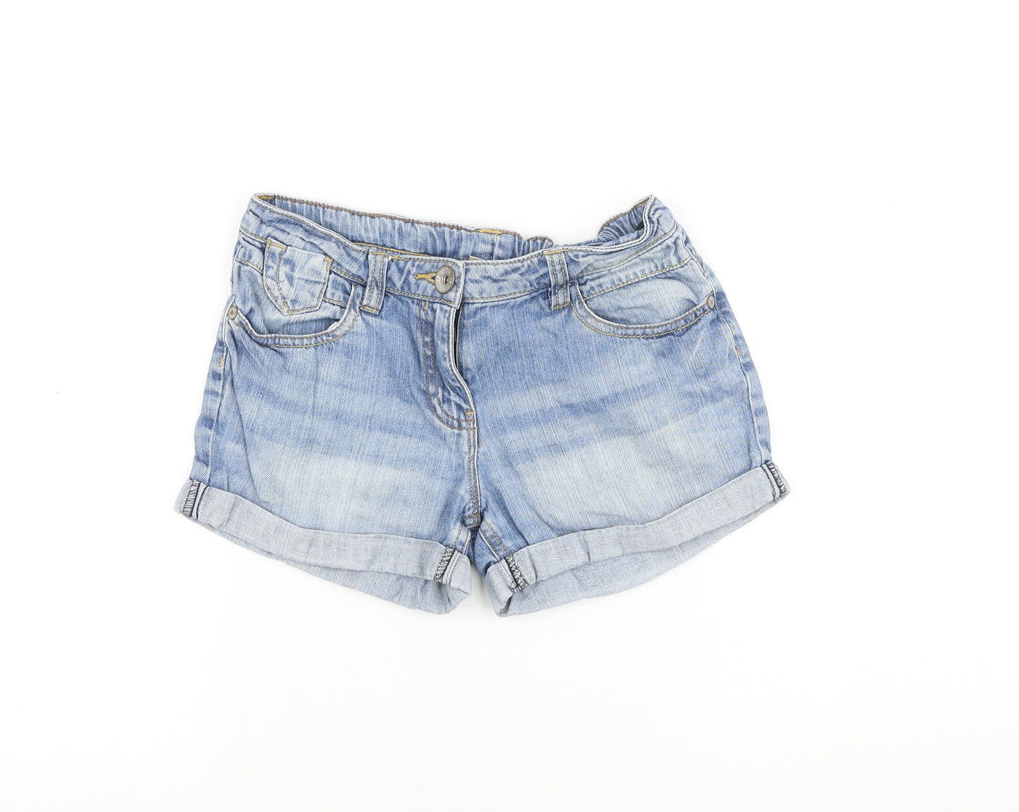 NEXT Girls Blue 100% Cotton Hot Pants Shorts Size 9 Years Regular Zip